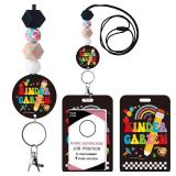 Obookey Teacher Lanyards for ID Badges - Teacher Lanyard with ID Holder, Kindergarten Cute Pencil Silicone Beaded Breakaway Keychain Accessories, Back to School Appreciation Gifts for Women Men - Reta