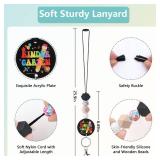Obookey Teacher Lanyards for ID Badges - Teacher Lanyard with ID Holder, Kindergarten Cute Pencil Silicone Beaded Breakaway Keychain Accessories, Back to School Appreciation Gifts for Women Men - Reta