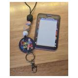 Obookey Teacher Lanyards for ID Badges - Teacher Lanyard with ID Holder, Kindergarten Cute Pencil Silicone Beaded Breakaway Keychain Accessories, Back to School Appreciation Gifts for Women Men - Reta