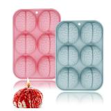 3D Human Brain Silicone Molds, 2 Pack Realistic Halloween Organ Shape Silicone Molds for Candy Chocolate Pudding Dessert Jelly Handmade Soap Suitable for Halloween Party Props - Retail: $10