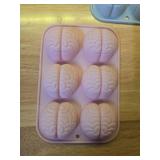3D Human Brain Silicone Molds, 2 Pack Realistic Halloween Organ Shape Silicone Molds for Candy Chocolate Pudding Dessert Jelly Handmade Soap Suitable for Halloween Party Props - Retail: $10