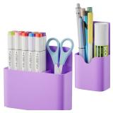 Magnetic Dry Erase Marker Holder,Pen and Eraser Holder for Whiteboard?Magnet Pencil Cup Utility Storage Organizer for Office, Refrigerator, Locker and Metal Cabinets (Purple) - Retail: $7