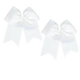 2 Pcs White Cheer Bows 8\ Bows Hair Ties Ponytail Holder Large Bows Ribbon Hair Ropes Cheerleading Bows Rubber Bands Hair Accessories for Cheerleaders Women Toddler Teen Girls Sport Party Favor - Reta