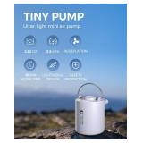 FLEXTAILGEAR Tiny Pump Portable Air Pump, Ultra-Mini with 1300mAh Battery USB Rechargeable to Inflate Deflate for Pool Floats Air Bed  Mattress Swimming Ring Vacuum Storage Bags (White) - Retail: $20
