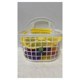 White Plastic Storage Basket with Beach Toys