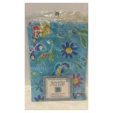 70-inch Round Vinyl Tablecloth With Zipper And Hole For Umbrella Floral Aqua