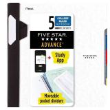Five Star 200 Sheets 5 Subject College Ruled Spiral Notebook with Pocket Dividers White: School Supplies, 3 Hole Punched