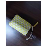 Yellow and White Woven Coin Clutch Purse