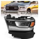 Retails for $257! FIONE LED Headlight Assembly Compatible with Dodge Ram 1500 2019-2022 Replacement Headlamp with Silver Frame Driver Left Side LH 68533273AB CH2502332