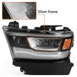 Retails for $257! FIONE LED Headlight Assembly Compatible with Dodge Ram 1500 2019-2022 Replacement Headlamp with Silver Frame Driver Left Side LH 68533273AB CH2502332