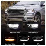 Retails for $257! FIONE LED Headlight Assembly Compatible with Dodge Ram 1500 2019-2022 Replacement Headlamp with Silver Frame Driver Left Side LH 68533273AB CH2502332