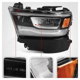 Retails for $257! FIONE LED Headlight Assembly Compatible with Dodge Ram 1500 2019-2022 Replacement Headlamp with Silver Frame Driver Left Side LH 68533273AB CH2502332