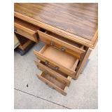 Vintage Oak Executive Desk with Multiple Drawers