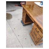 Vintage Oak Executive Desk with Multiple Drawers