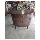 Vintage Half Moon Console Cabinet with Woven Pattern