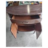 Vintage Half Moon Console Cabinet with Woven Pattern