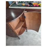 Vintage Half Moon Console Cabinet with Woven Pattern
