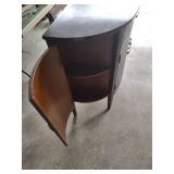 Vintage Half Moon Console Cabinet with Woven Pattern
