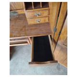 Vintage Oak Computer Armoire with Leaded Glass