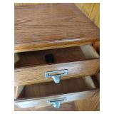 Vintage Oak Computer Armoire with Leaded Glass