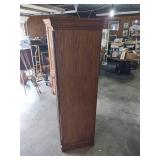 Vintage Oak Computer Armoire with Leaded Glass