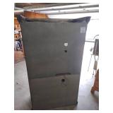 Vintage Oak Computer Armoire with Leaded Glass