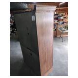 Vintage Oak Computer Armoire with Leaded Glass