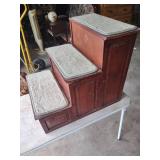Vintage Wooden Pet Steps with Carpeted Treads