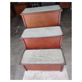 Vintage Wooden Pet Steps with Carpeted Treads