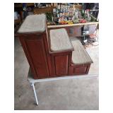 Vintage Wooden Pet Steps with Carpeted Treads