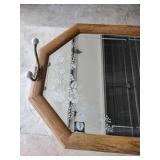 Vintage Hexagonal Wall Mirror with Coat Hooks