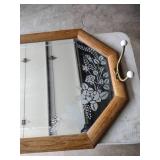 Vintage Hexagonal Wall Mirror with Coat Hooks