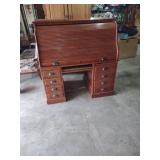 Classic Roll Top Desk with Multiple Drawers missing one paper slide out and screws