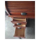 Classic Roll Top Desk with Multiple Drawers missing one paper slide out and screws