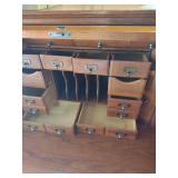 Classic Roll Top Desk with Multiple Drawers missing one paper slide out and screws