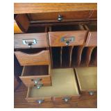 Classic Roll Top Desk with Multiple Drawers missing one paper slide out and screws