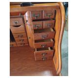 Classic Roll Top Desk with Multiple Drawers missing one paper slide out and screws