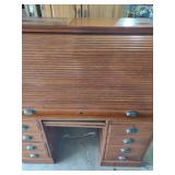 Classic Roll Top Desk with Multiple Drawers missing one paper slide out and screws