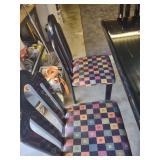 Black Lacquer Dining Set with Geometric Upholstery
