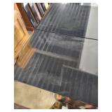 Black Lacquer Dining Set with Geometric Upholstery