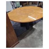 Mid-Century Danish lazy Susan Modern Round Dining Table with Starburst Pattern