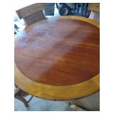 Mid-Century Round Dining Table Set with Chairs. Missing two wheels on one chair