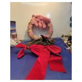 Handmade Straw Wreath with Red Gingham Ribbon
