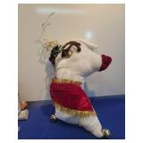 Handcrafted Christmas Bear in Red Velvet Dress