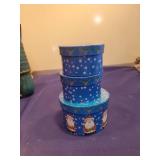 Set of 3 Blue Christmas Nesting Boxes