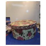 Decorative Poinsettia Hat Boxes Set