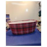 Red Tartan Plaid Fabric Storage Basket