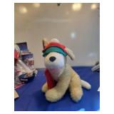 Christmas Terrier Plush Dog with Holiday Cap