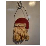 Rustic Wood and Fabric Santa Ornament
