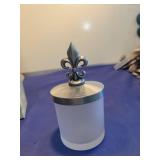 Fleur-de-lis Frosted Glass Storage Jar